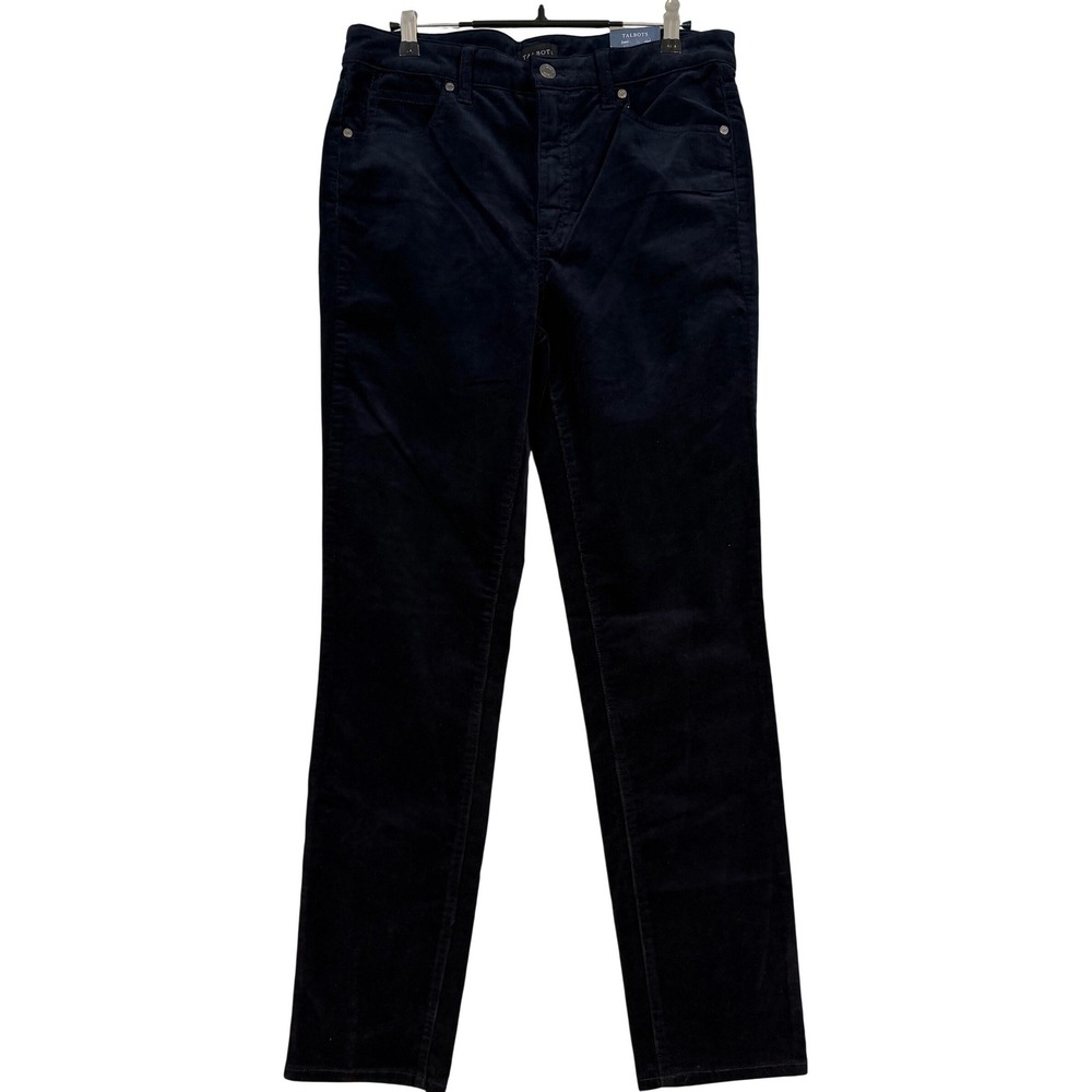 NWT Talbots Womens Navy Blue Corduroy Straight Leg Pants High Waist Slimming •6•